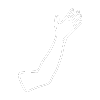 White outline of an animated arm and hand raised against a black background, reminiscent of an art piece you'd find in a cutting-edge gallery.